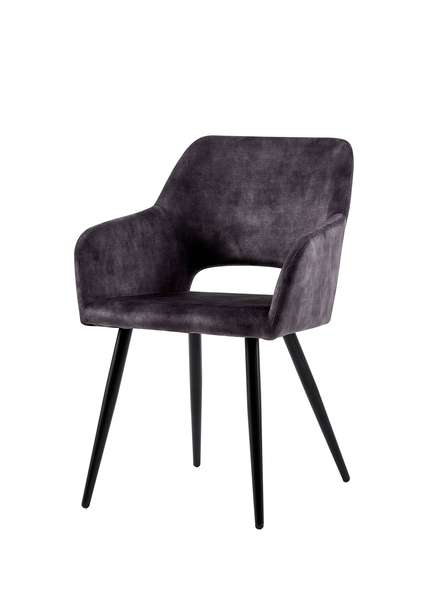 Eetkamerstoel Oslo Donkergrijs Fluweel met zwart onderstel