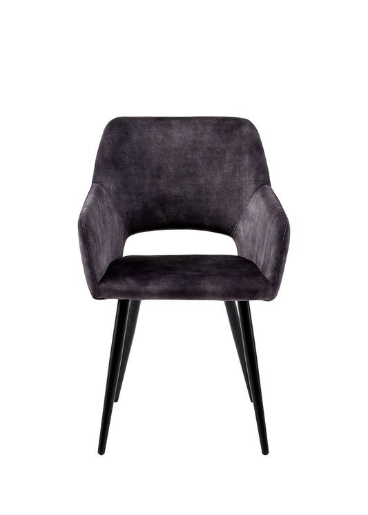 Eetkamerstoel Oslo Donkergrijs Fluweel met zwart onderstel