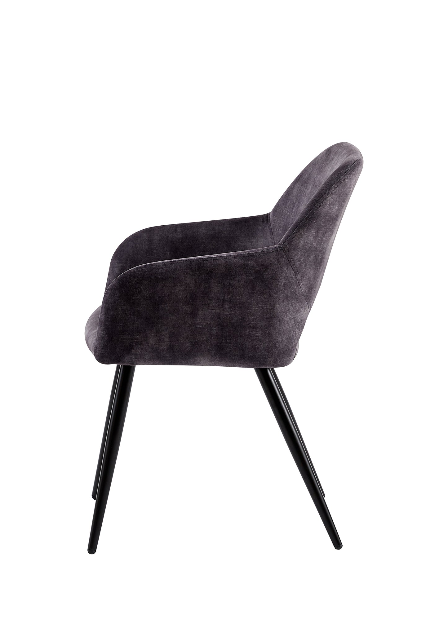 Eetkamerstoel Oslo Donkergrijs Fluweel met zwart onderstel