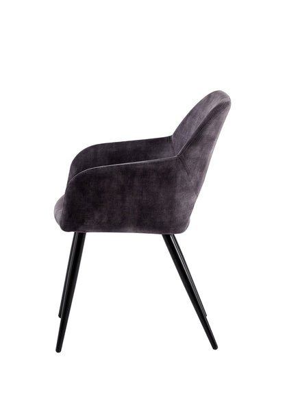 Eetkamerstoel Oslo Donkergrijs Fluweel met zwart onderstel