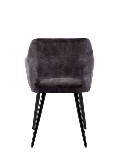 Eetkamerstoel Oslo Donkergrijs Fluweel met zwart onderstel