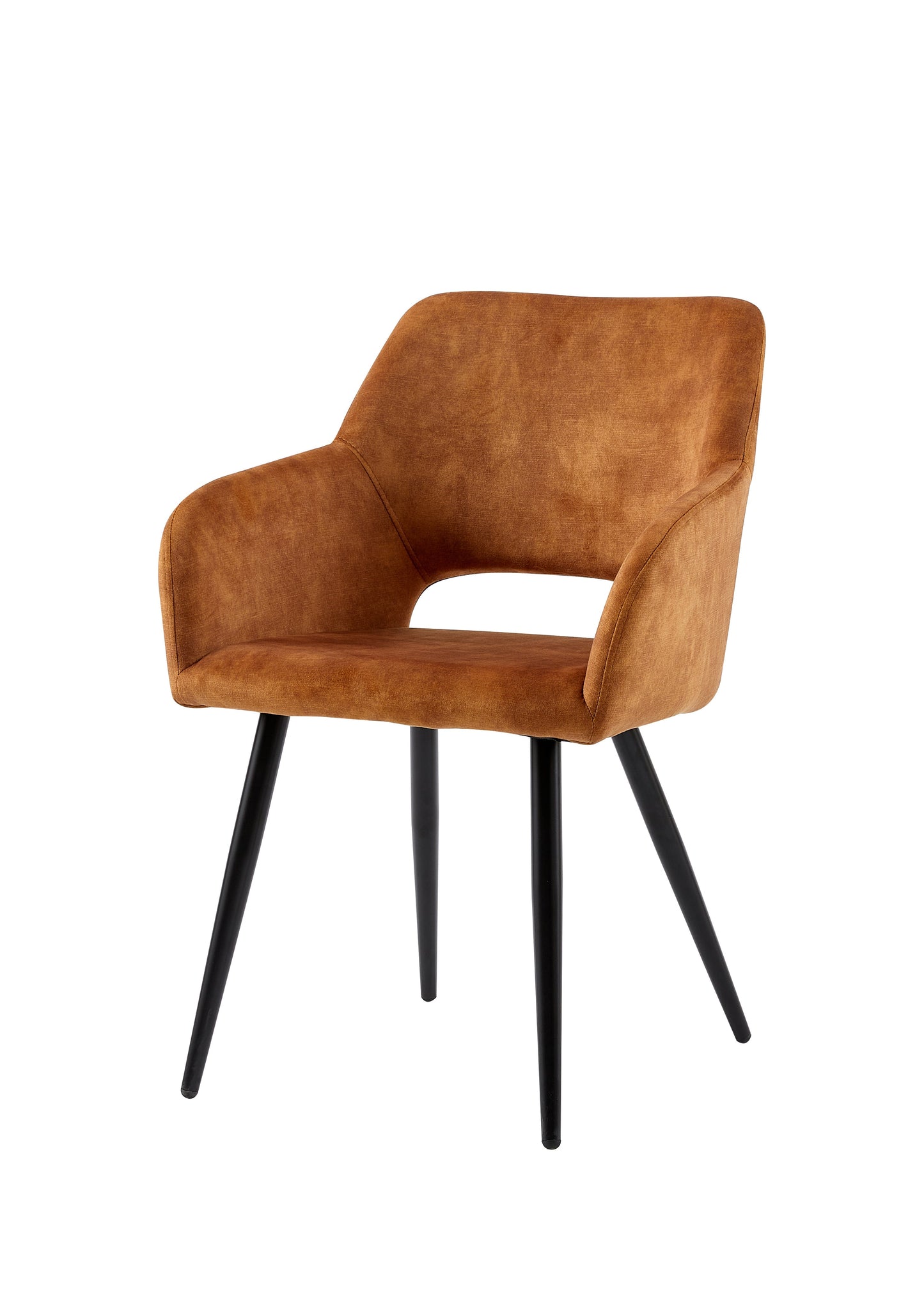 Eetkamerstoel Oslo Cognac Fluweel met zwart onderstel