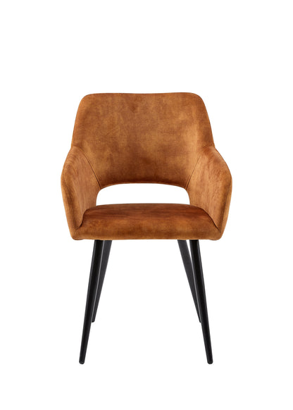 Eetkamerstoel Oslo Cognac Fluweel met zwart onderstel