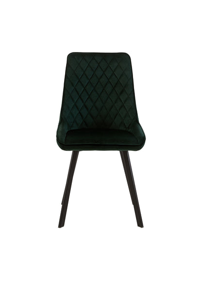 Eetkamerstoel Brøndby Donkergroen Fluweel met zwart onderstel