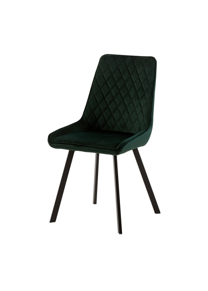 Eetkamerstoel Brøndby Donkergroen Fluweel met zwart onderstel