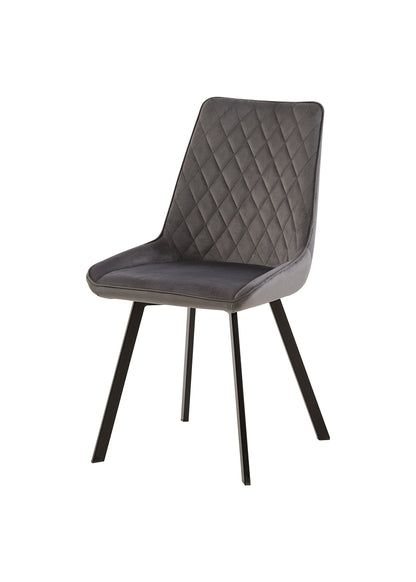 Eetkamerstoel Brøndby Grijs Fluweel met zwart onderstel