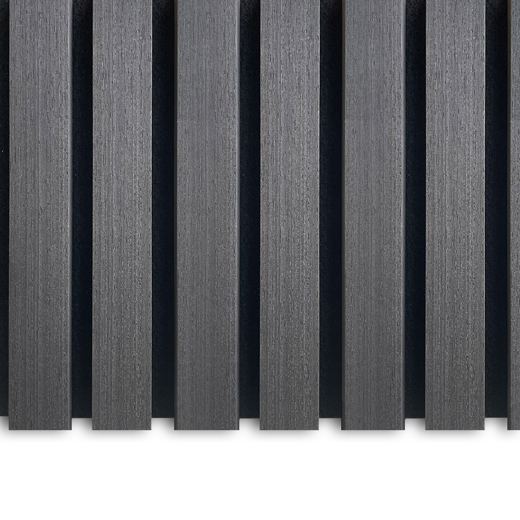 Akoestische Wandpanelen Antraciet-Hout | 240cm x 60cm | 3-zijdig écht houtfineer