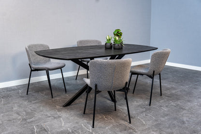 Eetkamerstoel Skagen Donkergrijs Bouclé met zwart onderstel