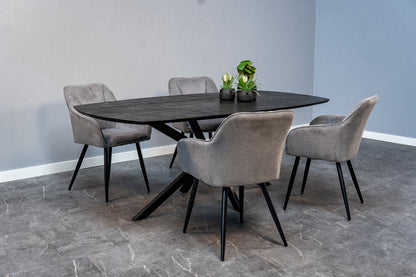 Eetkamerstoel Bornholm Donkergrijs met zwart onderstel