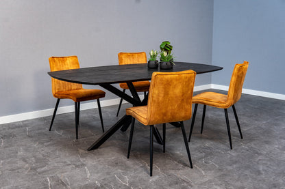 Eetkamerstoel Falster Cognac met zwart onderstel