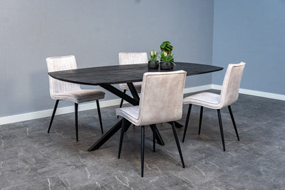 Eetkamerstoel Falster Lichtgrijs met zwart onderstel