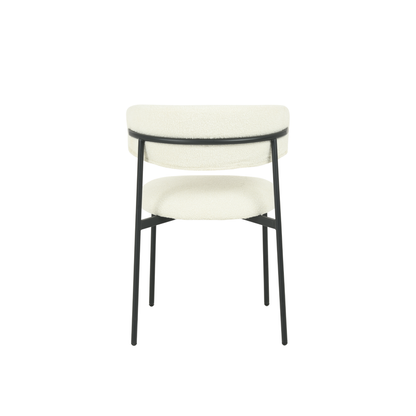 Eetkamerstoel Jutland Wit Bouclé met zwart onderstel