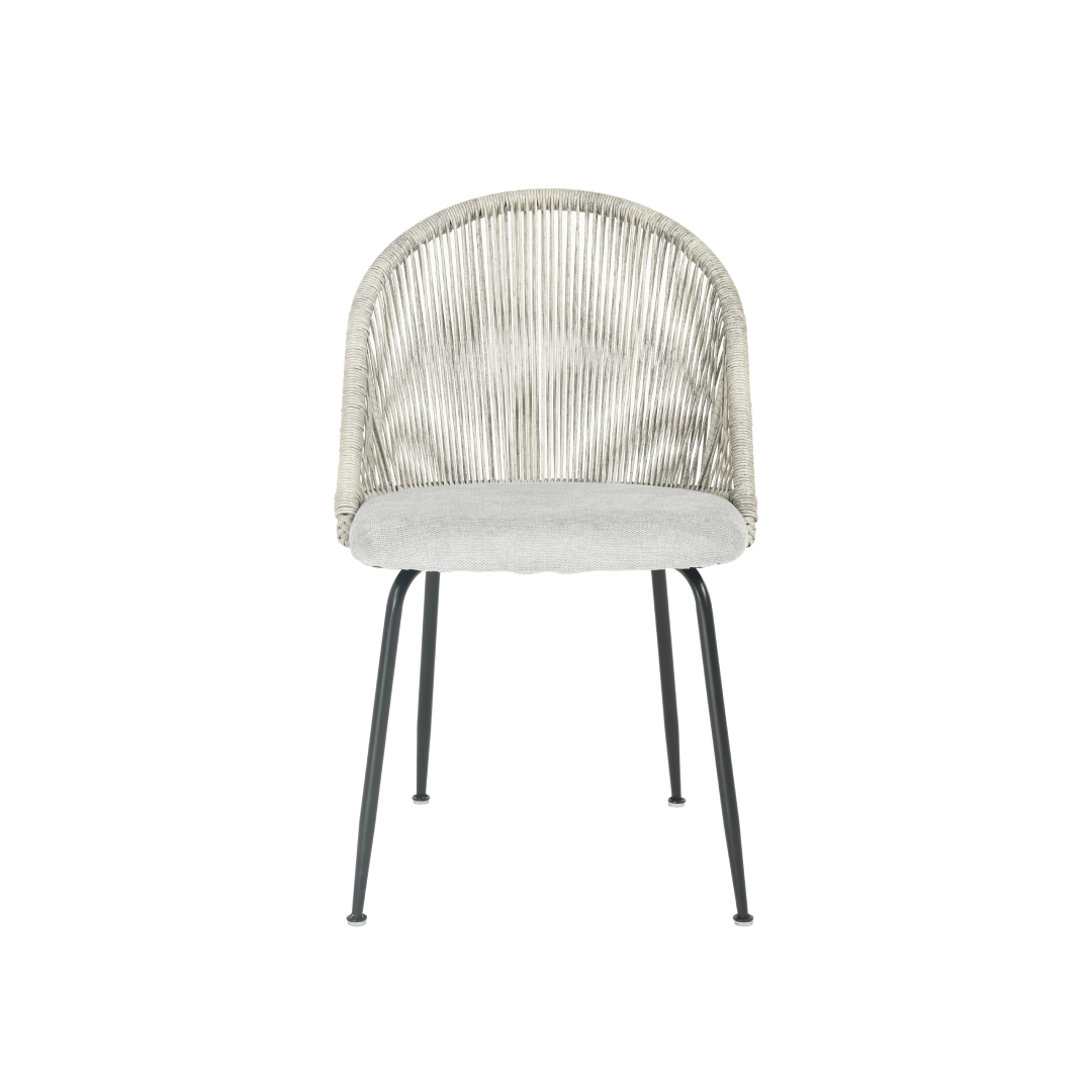 Eetkamerstoel Roskilde Lichtgrijs Linnen met zwart onderstel