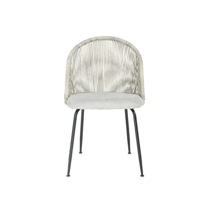 Eetkamerstoel Roskilde Lichtgrijs Linnen met zwart onderstel