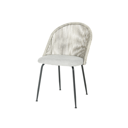 Eetkamerstoel Roskilde Lichtgrijs Linnen met zwart onderstel