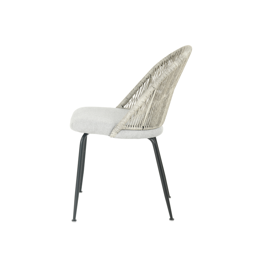 Eetkamerstoel Roskilde Lichtgrijs Linnen met zwart onderstel
