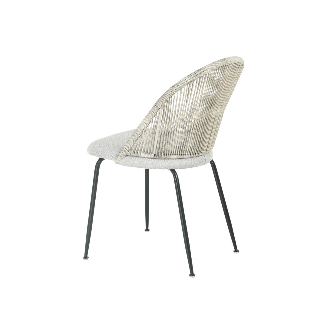 Eetkamerstoel Roskilde Lichtgrijs Linnen met zwart onderstel